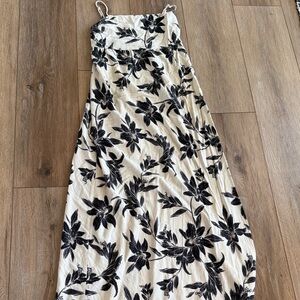 Floral Strap Maxi Dress in Cream and Black